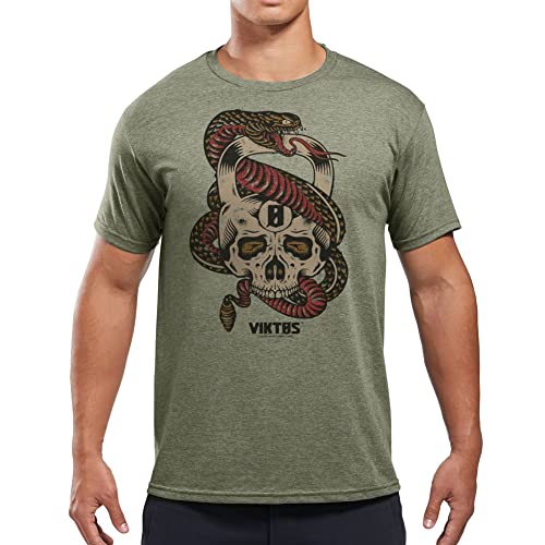 VIKTOS Men's Kettle Skull Tee T-Shirt, Sage Heather, Size: Small