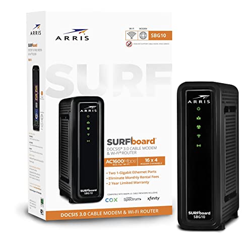 arris surfboard ac1600 dual band router with 16x4 docsis 3.0 cable modem black (Renewed)