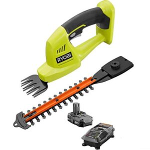 ryobi one+ p2910 18-volt lithium-ion cordless grass shear and shrubber trimmer - 1.3 ah battery and charger included (renewed)
