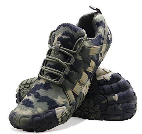 Barefoot Shoes Men Workout Gym Cross Training Five Fingers Minimalist Running Zero Drop Indoor Strength Weight Spin Wide Width Toe Box Camouflage Size 11 Camo Green