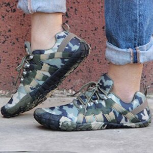 Barefoot Shoes Men Workout Gym Cross Training Five Fingers Minimalist Running Zero Drop Indoor Strength Weight Spin Wide Width Toe Box Camouflage Size 11 Camo Green