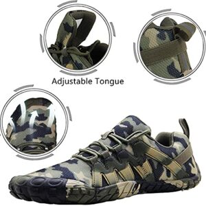 Barefoot Shoes Men Workout Gym Cross Training Five Fingers Minimalist Running Zero Drop Indoor Strength Weight Spin Wide Width Toe Box Camouflage Size 11 Camo Green