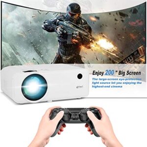 Living Enrichment Mini Projector, 1080P HD Supported Portable Video Projector, 7000 Lumen 50,000 Hours Led Lamp, 200'' Projection Display, Compatible with HDMI VGA USB DVD for Home Entertainment White