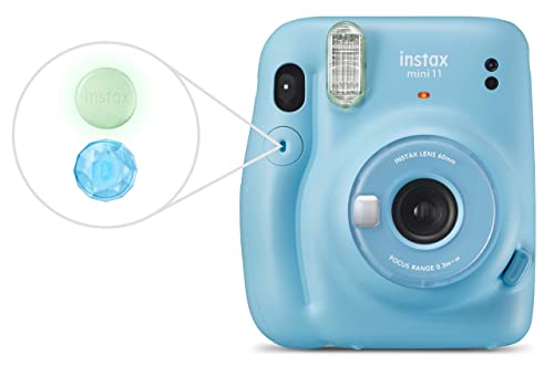 Fujifilm Instax Mini 11 Instant Film Camera with Automatic Exposure and Flash, Polaroid Camera, Fujinon 60mm Lens with Selfie Mirror, Optical Viewfinder - Sky Blue (Renewed)