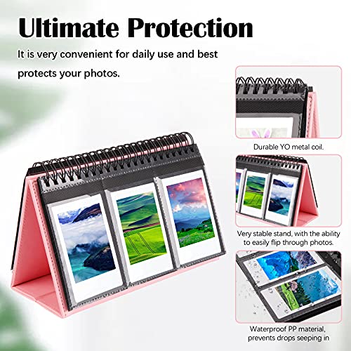 Instax Mini Photo Album for Fujifilm Instax Mini 11 12 9 40 Evo Liplay 8 7+ Instant Camera, 96 Pockets Desk Calendar Polaroid Photo Albums for Polaroid Kodak Zink 2x3" Film & Kpop Photo Card (Pink)