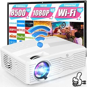 Native 1080P 5G WiFi Bluetooth Projector, 10000Lumens 300” Display Outdoor Projector, 350 ANSI, 4K Supported, Home Projector for iOS/Android/TV Stick