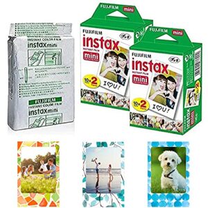 fujifilm instax mini instant film,10 sheets×5 pack(total 50 shoots) + 3 photo magnet frames [bulk packaging] international version