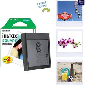 Fujifilm Instax Square SQ1 Instant Camera Chalk White with Carrying Case + Fuji Instax Film Value Pack (40 Sheets) Accessories Bundle, Photo Album, Assorted Frames + More