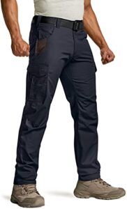 cqr men's ripstop work pants, water resistant tactical pants, outdoor utility operator edc straight/cargo pants, work cargo police navy, 34w x 32l