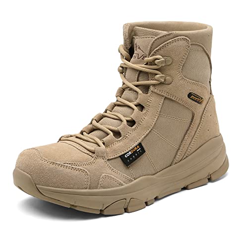 NORTIV 8 Men's Lightweight Hiking Work Boots 6 Inches Tactical Military Boots Lightweight Outdoor Motorcycle Combat Boots SNMT221M Sand Size 14 M US