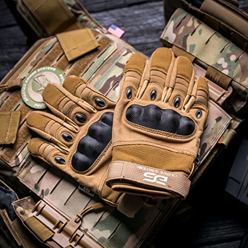 Glove Station - Tactical Shooting Hard Knuckle Gloves for Men and Woman with Touchscreen Fingers - Durable and Comfortable Hand-Gear for Outdoor Work Shooting and Hunting - Tan/XX-Large