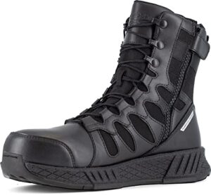 reebok work floatride energy tactical men's, black, 8 inch side-zip style, composite toe, eh, slip-resistant work boot (14.0 m)