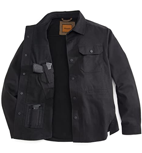 Venado Quick Draw Shirt Jacket for Men - Concealed Carry Vent - Built in Holsters (Black, Large)