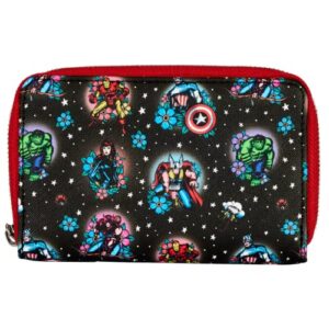 loungefly marvel avengers tattoo zip around wallet marvel - avengers one size