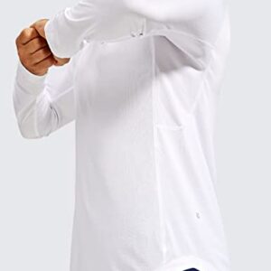 CRZ YOGA Men's Lightweight Long Sleeve Tee Running Shirts Athletic Workout Training Gym Quick Dry Tops White XX-Large