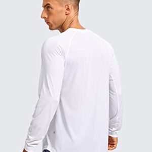 CRZ YOGA Men's Lightweight Long Sleeve Tee Running Shirts Athletic Workout Training Gym Quick Dry Tops White XX-Large