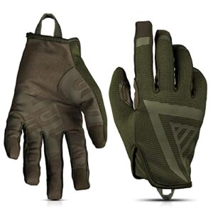 glove station the impulse - tactical shooting gloves for men with touchscreen compatibility, lightweight design and outstanding grip for outdoor, sports, motorcycle and work - green, medium size