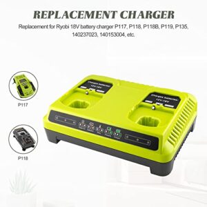 ADVNOVO P117 Dual Charger Replacement for Ryobi 18V Battery Charger P118 Compatible with Ryobi 12V to 18V One Plus NiCd NiMh Lithium Ion Battery P100 P101 P102 P103 P105 P107 P108 P200