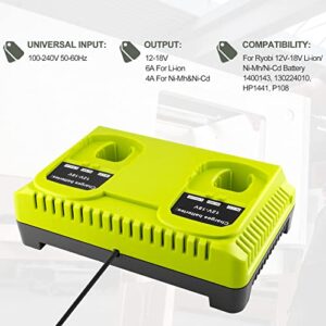 ADVNOVO P117 Dual Charger Replacement for Ryobi 18V Battery Charger P118 Compatible with Ryobi 12V to 18V One Plus NiCd NiMh Lithium Ion Battery P100 P101 P102 P103 P105 P107 P108 P200