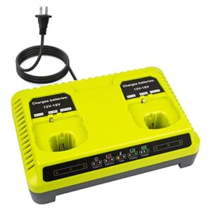 dual charging port p117 quick charger (multi-chemistry) for ryobi 12v-18v one+ nicd/nimh/lithium tools battery charging station fit p100 p102 p103 p105 p107 p108 p122 p189 p191 p197