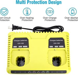 2 Ports P117 Dual Chemistry IntelliPort Battery Charger for 12V-18V MAX Ryobi ONE+ Plus Lithium NiCad NiMh Battery P102 P103 P107 P108 P109 P189 P190 PBP002 PBP005