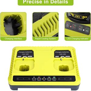 2 Ports P117 Dual Chemistry IntelliPort Battery Charger for 12V-18V MAX Ryobi ONE+ Plus Lithium NiCad NiMh Battery P102 P103 P107 P108 P109 P189 P190 PBP002 PBP005