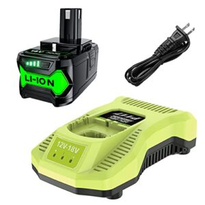 upgraded 7000mah p108 18v battery and charger combo replacement for ryobi 18v battery and p117 charger compatible with ryobi 18v one + p108 p107 p105 p104 p103 p102 tools charger with p117 p118 p119