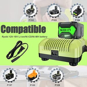 Upgraded 7000mAh P108 18v Battery and Charger Combo Replacement for Ryobi 18V Battery and P117 Charger Compatible with Ryobi 18V ONE + P108 P107 P105 P104 P103 P102 Tools Charger with P117 P118 P119