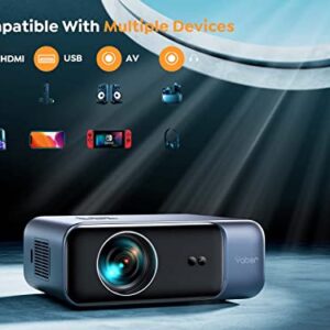 [Auto Focus] YABER Pro V9 4K Projector with WiFi 6 and Bluetooth 5.2, 500 ANSI Native 1080P Outdoor Movie Projector, Auto 6D Keystone & 50% Zoom, Home Theater Projector for Phone/TV Stick/PC