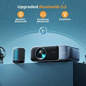 [Auto Focus] YABER Pro V9 4K Projector with WiFi 6 and Bluetooth 5.2, 500 ANSI Native 1080P Outdoor Movie Projector, Auto 6D Keystone & 50% Zoom, Home Theater Projector for Phone/TV Stick/PC