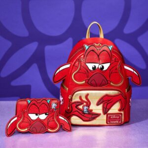 Loungefly Disney Mulan 25th Anniversary Mushu Glitter Cosplay Mini Backpack