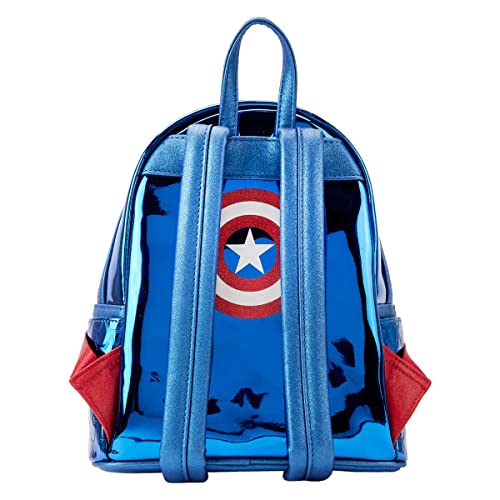 Loungefly Marvel Shine Captain America Double Strap Shoulder Bag