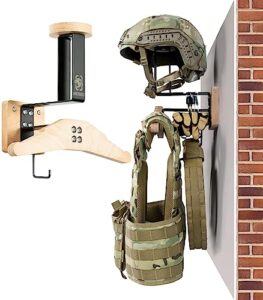 onetigris tactical gear wall mount, police gear rack with helmet stand plate carrier hanger, wall organizer for motorcycle football cycling gear