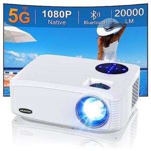 5g wifi bluetooth native 1080p projector, ailessom 20000 lm 450" display support 4k movie projector, high brightness for home theater and business, compatible with ios/android/tv stick/ps4/hdmi/usb