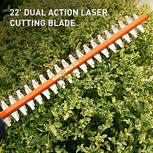 WISETOOL Cordless Hedge Trimmer, 20V Electric Bush Trimmer with 22" Dual-Action Blades, 3/4" Cutting Capacity, Shrub Trimmer Include 2.0Ah Battery, Fast Charger and Protection Glasses