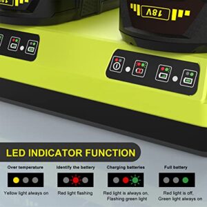 Powilling P117 Replacement for Ryobi 18V Battery Charger, P118 Compatible with Ryobi 18V for Ryobi One+ Plus Battery P100 P101 P102 P103 P105 P107 P108 P200 Ryobi 18v Battery Dual Charger