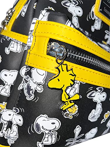 Loungefly Peanuts Snoopy and Charlie Brown Allover Print Womens Double Strap Shoulder Bag Purse