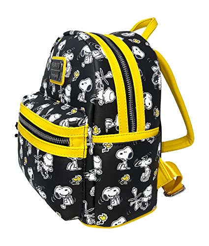 Loungefly Peanuts Snoopy and Charlie Brown Allover Print Womens Double Strap Shoulder Bag Purse