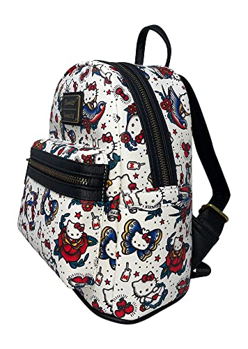 Loungefly Sanrio Hello Kitty Tattoo Allover Print Womens Double Strap Shoulder Bag Purse