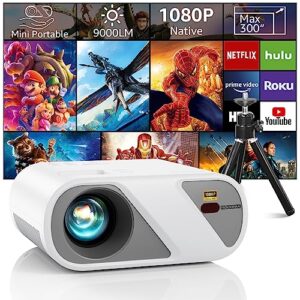 mini full hd projector, portable movie home outdoor projector, compatible with hdmi, usb, laptop, tv stick, ps5, ios & android, u disk, game console