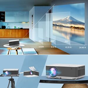 Projector with 5G WiFi and Bluetooth, Native 1080P Mini Projector, Portable Home Projector Compatible with TV Stick/Phone/PC/DVD/HDMI/AV/USB/SD etc, indoor & outdoor use