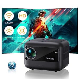【electric-focus】mini projector, toptro tr25 outdoor projector with wifi and bluetooth 5.2, 12000 lumens 1080p full hd supported ,±40° keystone correction, portable projector for ios/android/ps5