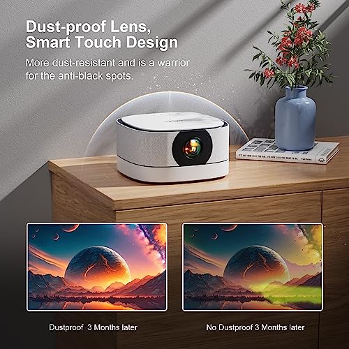 【Battery Powered】Outdoor Projector with WiFi and Bluetooth 1080P: 480 ANSI 16000L Lisowod Mini Portable Rechargeable Projector with Electric-Focus & Zoom Movie Projector for Outdoor/Home Use