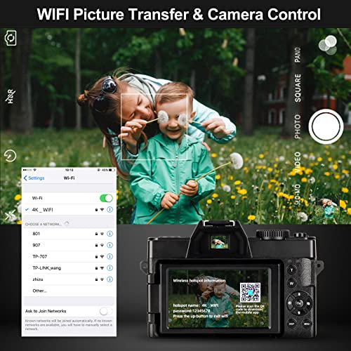 G-Anica 4K Digital Cameras for Photography，48MP/60FPS Video Camera for Vlogging, WiFi & App Control Vlogging Camera for YouTube, Small Camera with 32GB TF Card.Wide-Angle & Macro Lens