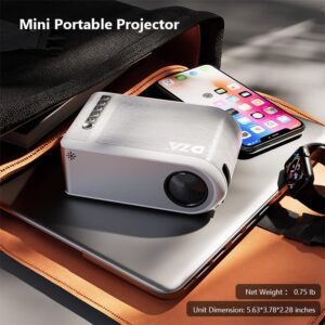 WiFi Mini Projector for iPhone, DZA Outdoor Portable Projector Supports 1080P with Synchronize Smartphone Screen, Movie Projector for Home Theater Compatible with iOS/Android/PC/TV Stick, and HDMI/USB