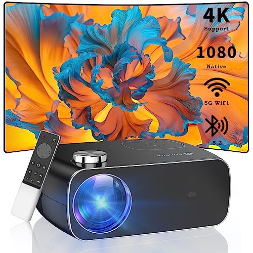 Projector with 5G WiFi and Bluetooth,FunFlix 4k Portable Projector 18000 lumens Native 1080P Full HD,Mini Movie Projector Compatible with Smartphone,HDMI,USB,AV for Home Theater Outdoor Projector