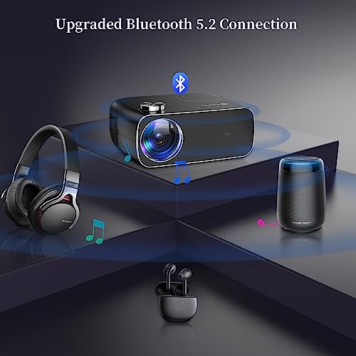 Projector with 5G WiFi and Bluetooth,FunFlix 4k Portable Projector 18000 lumens Native 1080P Full HD,Mini Movie Projector Compatible with Smartphone,HDMI,USB,AV for Home Theater Outdoor Projector