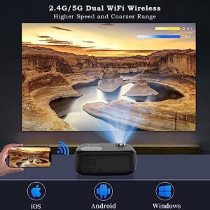 Projector with 5G WiFi and Bluetooth,FunFlix 4k Portable Projector 18000 lumens Native 1080P Full HD,Mini Movie Projector Compatible with Smartphone,HDMI,USB,AV for Home Theater Outdoor Projector