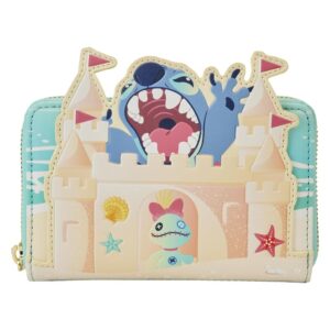 loungefly disney stitch sandcastle beach surprise zip-around wallet