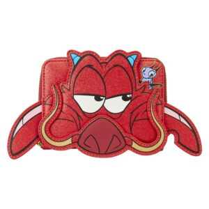 loungefly disney mulan 25th anniversary mushu glitter cosplay zip-around wallet